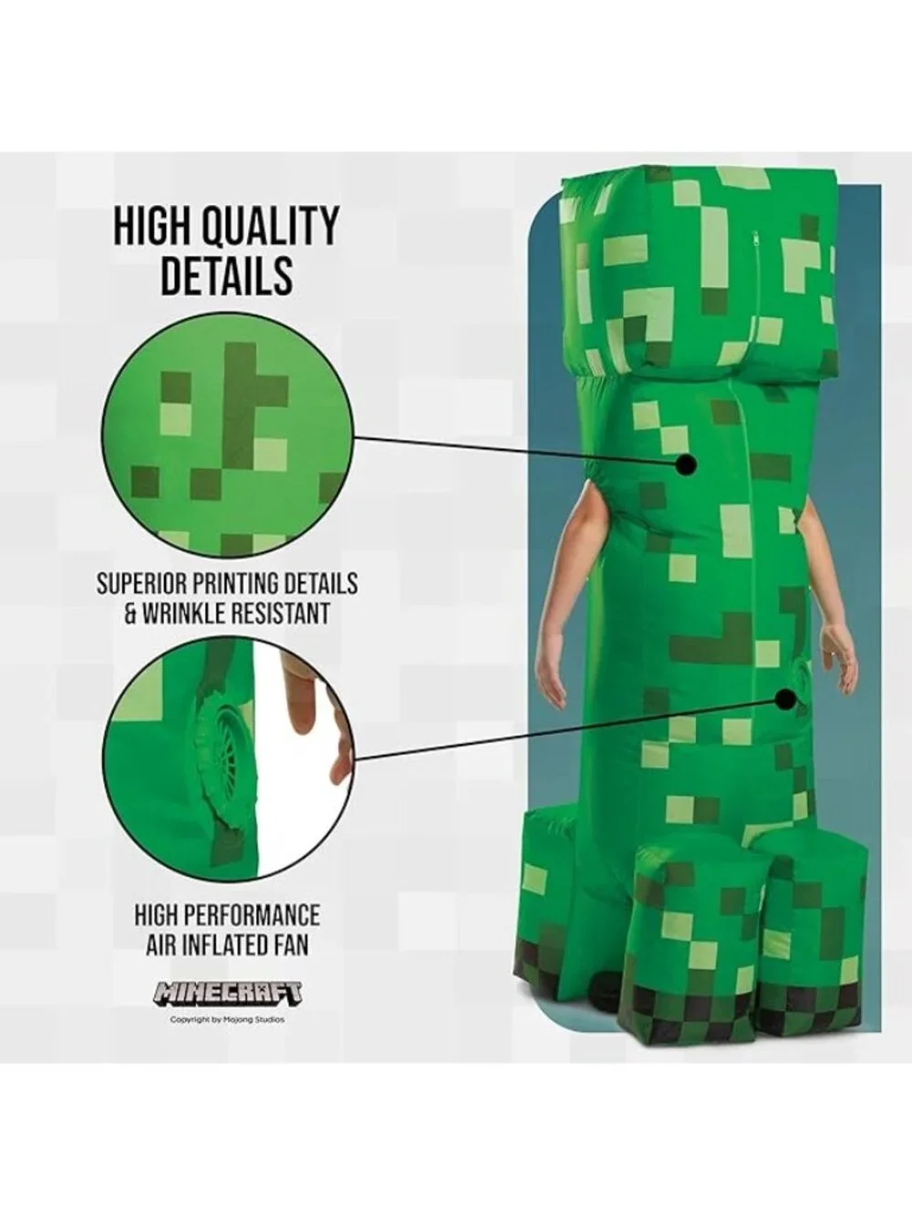 Minecraft Creeper Inflatable Kid Costume Blow Up Gaming Halloween Boys Game Toy